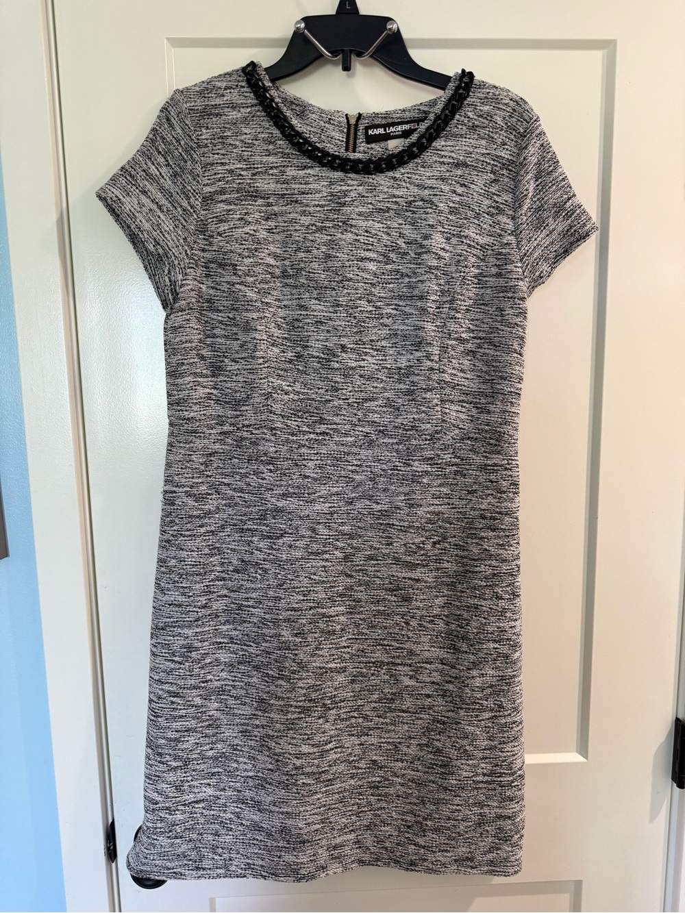 Karl Lagerfeld Black & White Tweed Shift Dress Women’s size:12